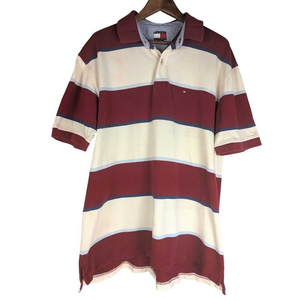 XL Vintage 90s Polo Shirt Distressed Thrashed College Rugby Stripes